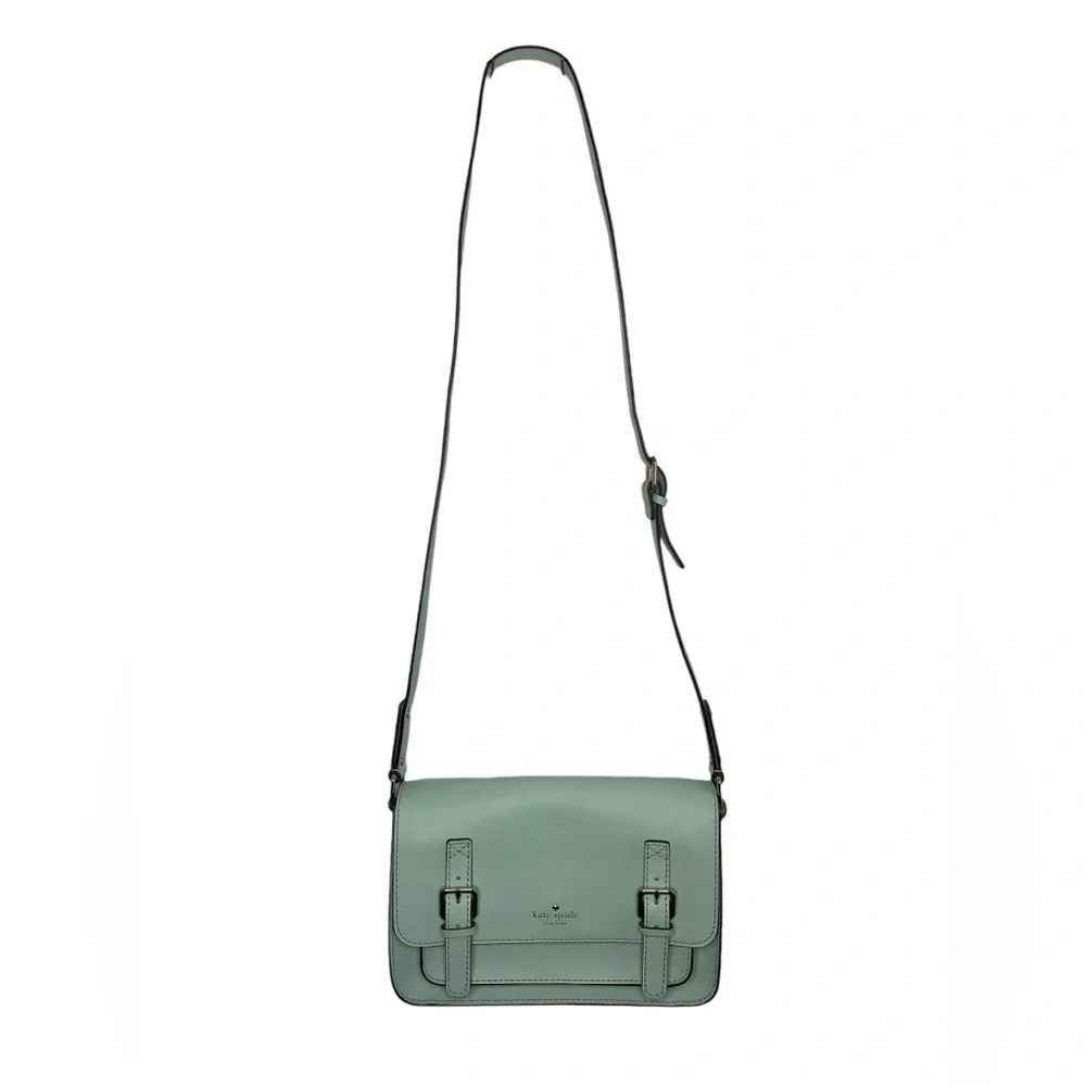 Kate Spade Essex Scout Faded Mint Genuine Leather Crossbody Satchel Flap Bag